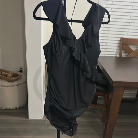 Blooming Jelly Black Ruffle VNeck Tummy Control Slimming One Piece Bathing Suit - Picture 6 of 16